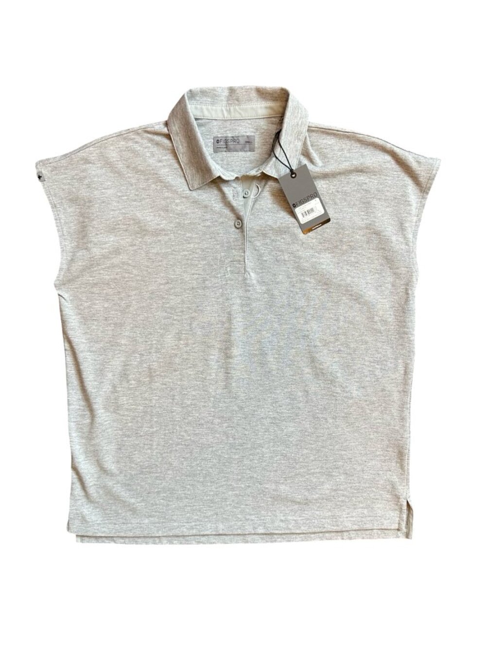FIGS Grey Tank Cut Off Polo Scrub Top Womens Size S NWT Technical Pique Medical